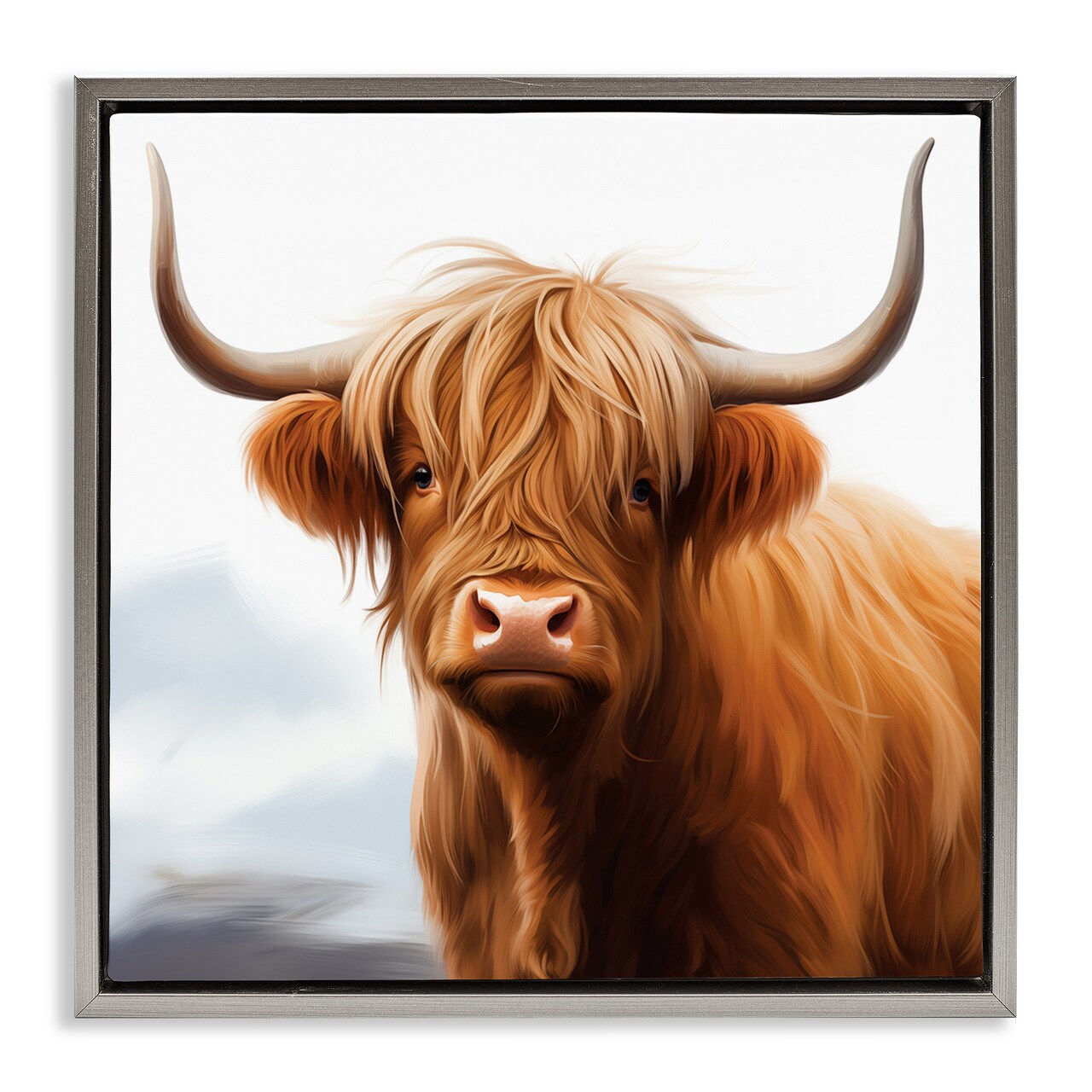 Stupell Industries Long Horn Highland Cow Portrait Floating Frame Design by Heidi Kuntz